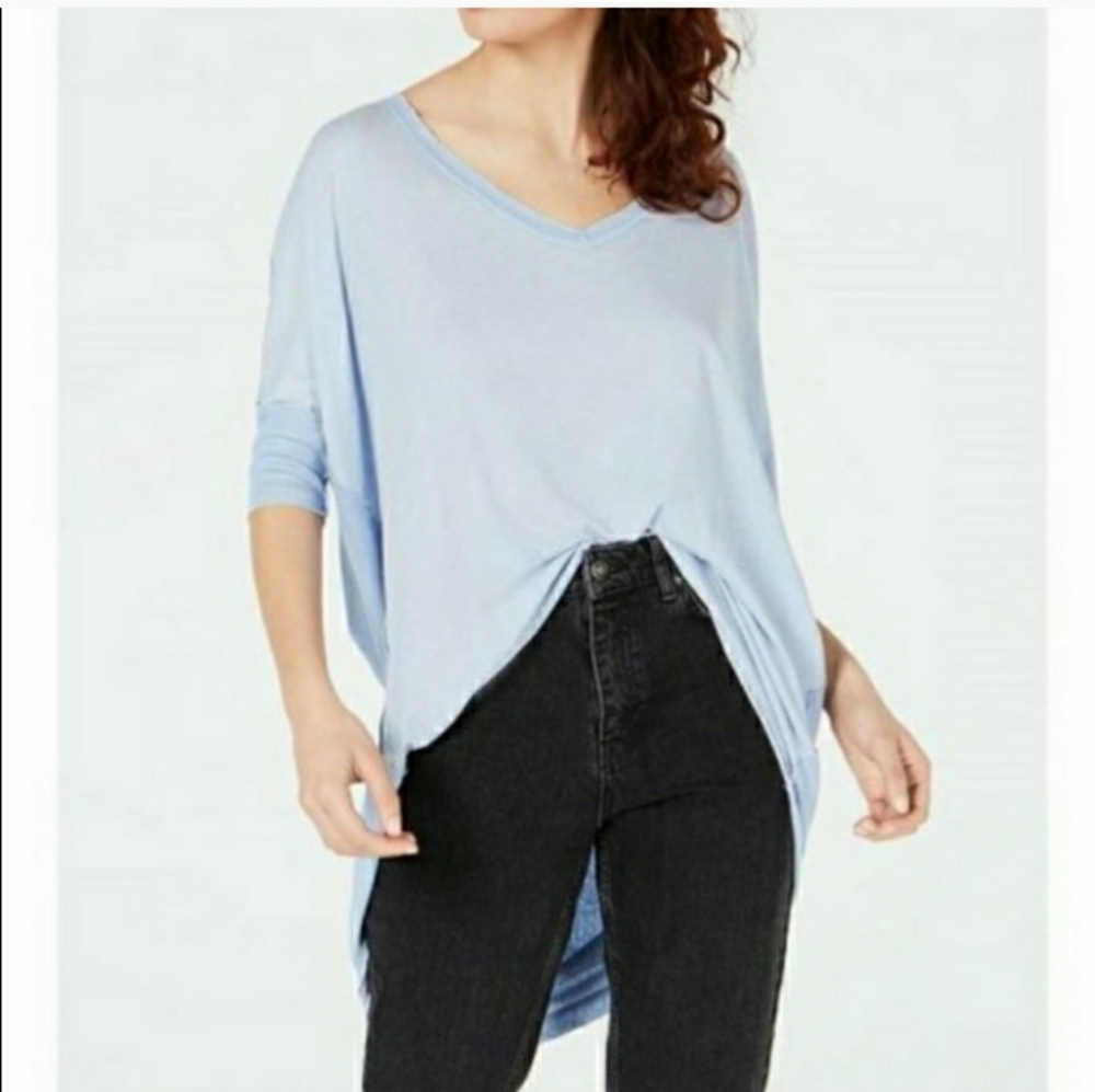 We the Free People Catch Waves blue tunic tee